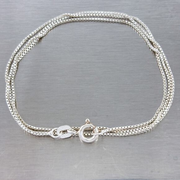 Vintage FAS Italy Sterling Silver 925 Box Chain Necklace 18" - Picture 2 of 4